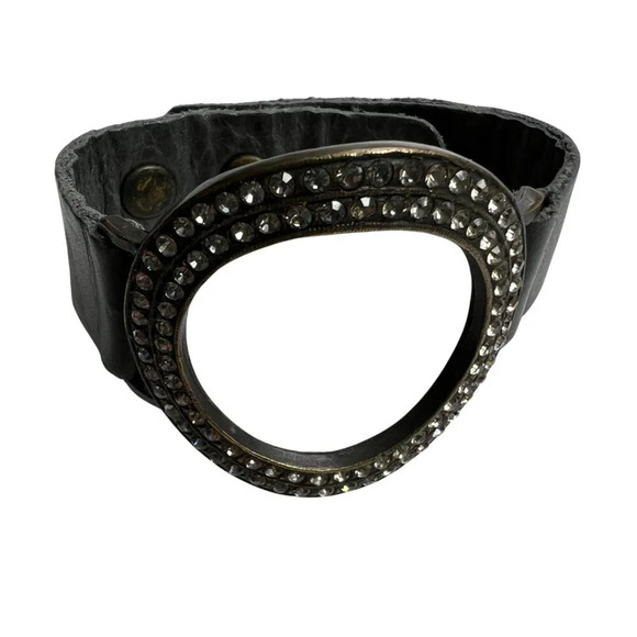 Rebel Designs Jewelry - Rebel Designs Swarovski Crystal Leather Adjustable Cuff Bracelet